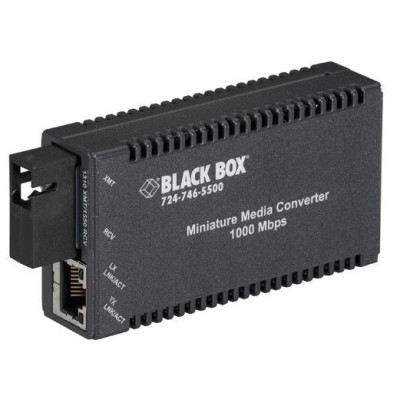 Black Box LGC126A-R4 Gigabit Ethernet Media Converter, 10/100/1000-Mbps Copper to 1000-Mbps Singlemode Simplex Fiber, 1550/1310nm, 10km, SC